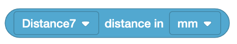 VEXcode IQ Απόσταση από το μπλοκ που διαβάζει Distance7 απόσταση σε mm.