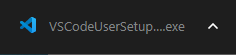 Το πρόγραμμα εγκατάστασης του VS Code εμφανίζεται κατά τη λήψη στο μενού λήψεων του προγράμματος περιήγησης.