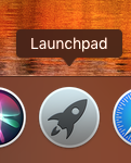 Το εικονίδιο του Launchpad εμφανίζεται στη γραμμή εργαλείων του macOS.