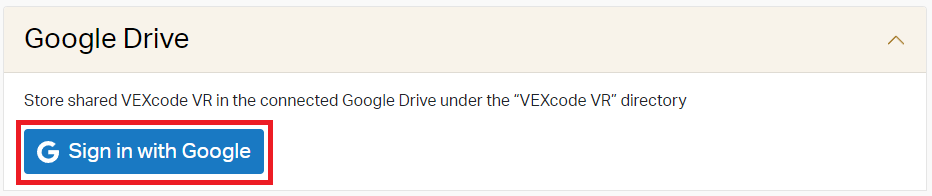 Επιλογές κοινής χρήσης Google για ένα αρχείο έργου VEXcode VR με ρυθμίσεις δικαιωμάτων πρόσβασης