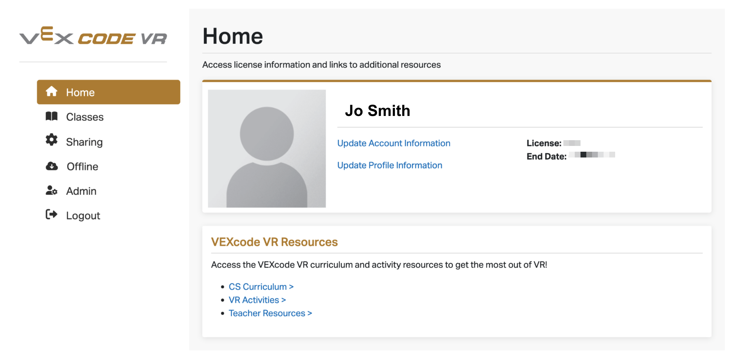 Αρχείο έργου VR VEXcode εκτός σύνδεσης με το όνομα jo smith.png