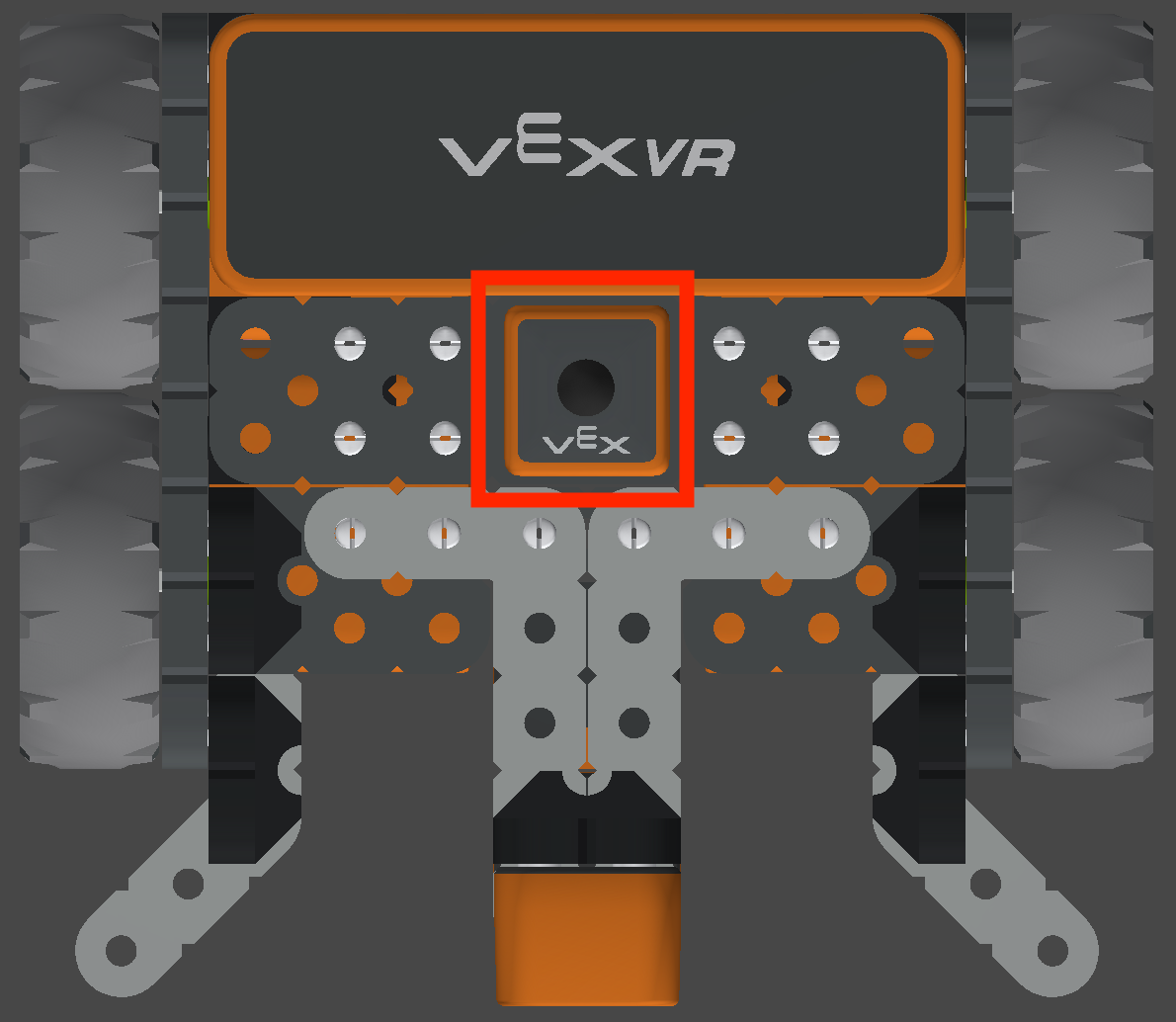VEXcode VR Playground που εμφανίζει τις συντεταγμένες X και Y του ρομπότ από τον αισθητήρα τοποθεσίας
