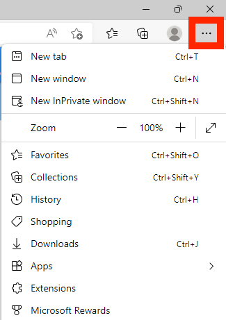 Μενού ρυθμίσεων του Microsoft Edge με επιλεγμένα τα δικαιώματα για τα cookies και τον ιστότοπο
