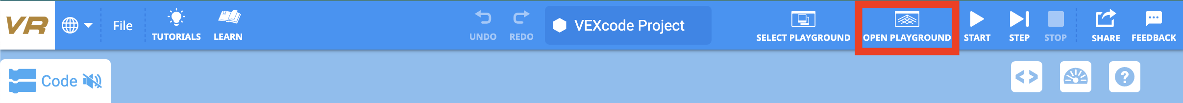 Μήνυμα σφάλματος VEXcode VR Playground στο iPad που υποδεικνύει ότι το Playground δεν φορτώθηκε σωστά