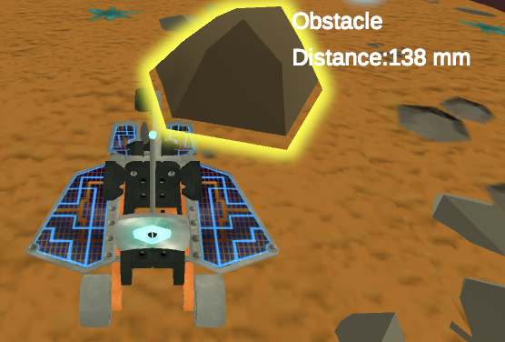 Χώρος εργασίας VEXcode VR Rover Rescue με χειριστήρια που βασίζονται σε μπλοκ για τον προγραμματισμό του rover για την ανίχνευση εμποδίων και κινδύνων