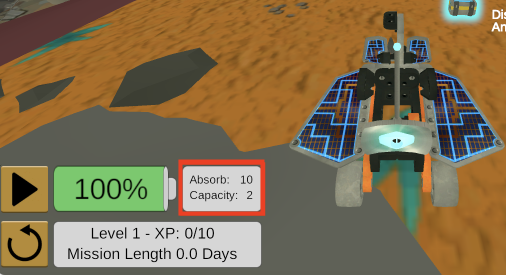 Χώρος εργασίας VEXcode VR για τον προγραμματισμό του ρομπότ Rover Rescue για την πλοήγηση σε εμπόδια και την επίτευξη στόχων