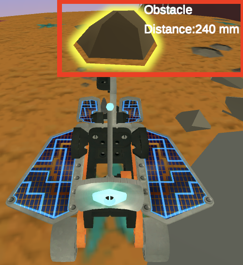 Χώρος εργασίας VEXcode VR Rover Rescue με μπλοκ κωδικοποίησης, την προβολή του rover και την κονσόλα αισθητήρα όρασης AI