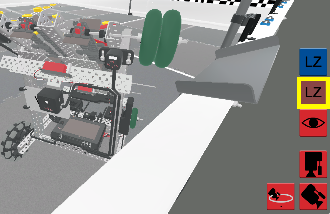 Χώρος εργασίας VEXcode VR με ένα έργο Spin Up και εικονικό πεδίο για τον έλεγχο του προγραμματισμού αντιστοίχισης φορτίου