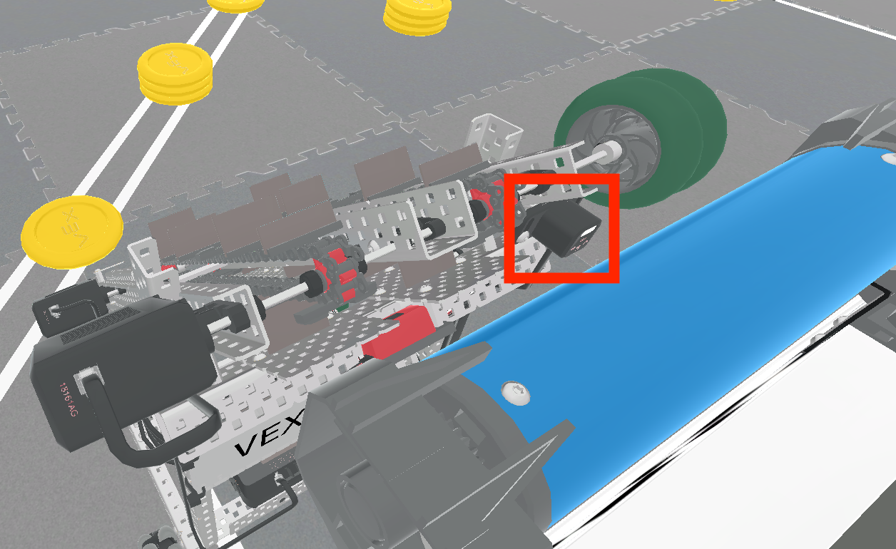 Χώρος εργασίας κωδικοποίησης VEXcode VR που βασίζεται σε μπλοκ για τον προγραμματισμό ενός εικονικού ρομπότ στο V5RC Spin Up