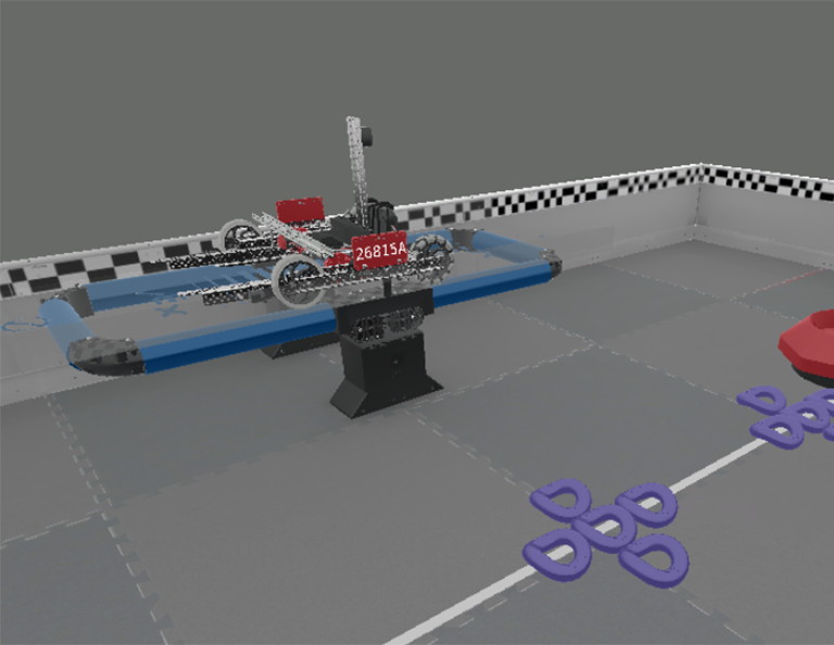 Χώρος εργασίας VEXcode VR για τον προγραμματισμό του εικονικού ρομπότ Tipping Point