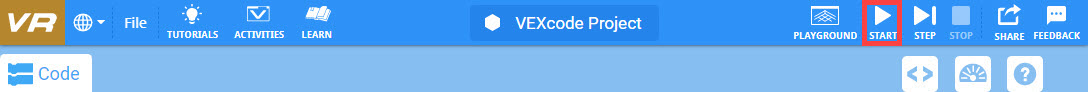 Παράδειγμα έργου Python ανοιχτού στο VEXcode VR με ορατό το Playground