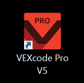 Το εικονίδιο συντόμευσης VEXcode Pro V5 στην επιφάνεια εργασίας εμφανίζεται στην επιφάνεια εργασίας.