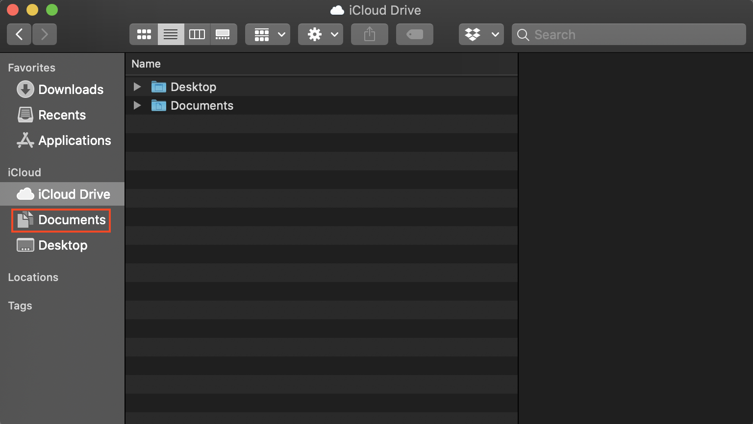 Το παράθυρο macOS Finder εμφανίζει τον επιλεγμένο φάκελο "Έγγραφα" στην πλαϊνή γραμμή.
