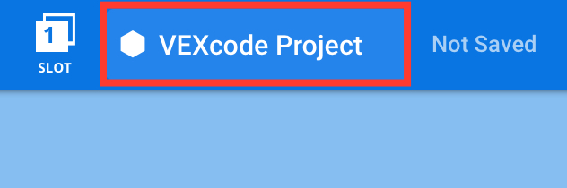 Γραμμή εργαλείων VEXcode V5 με επισημασμένο το πεδίο ονόματος έργου. Στα δεξιά του ονόματος του έργου, μια ετικέτα γράφει "Δεν αποθηκεύτηκε".