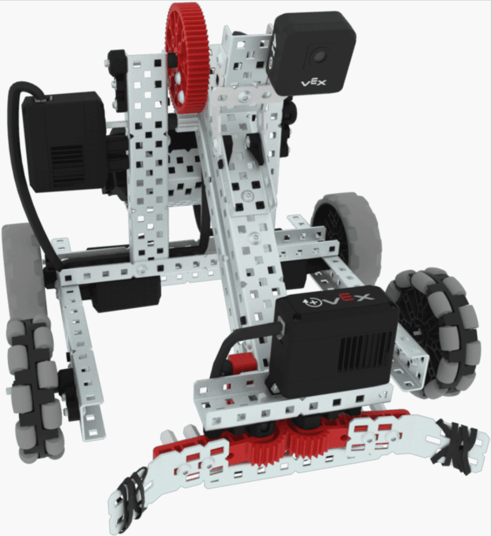 VEX EXP Clawbot με αισθητήρα AI Vision Sensor τοποθετημένο στο πάνω μέρος του βραχίονά του