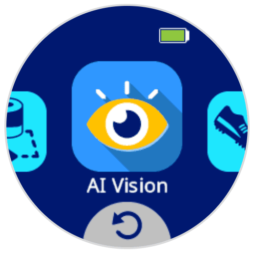 Οθόνη AIM με ένα εικονίδιο ματιού που γράφει AI Vision από κάτω.