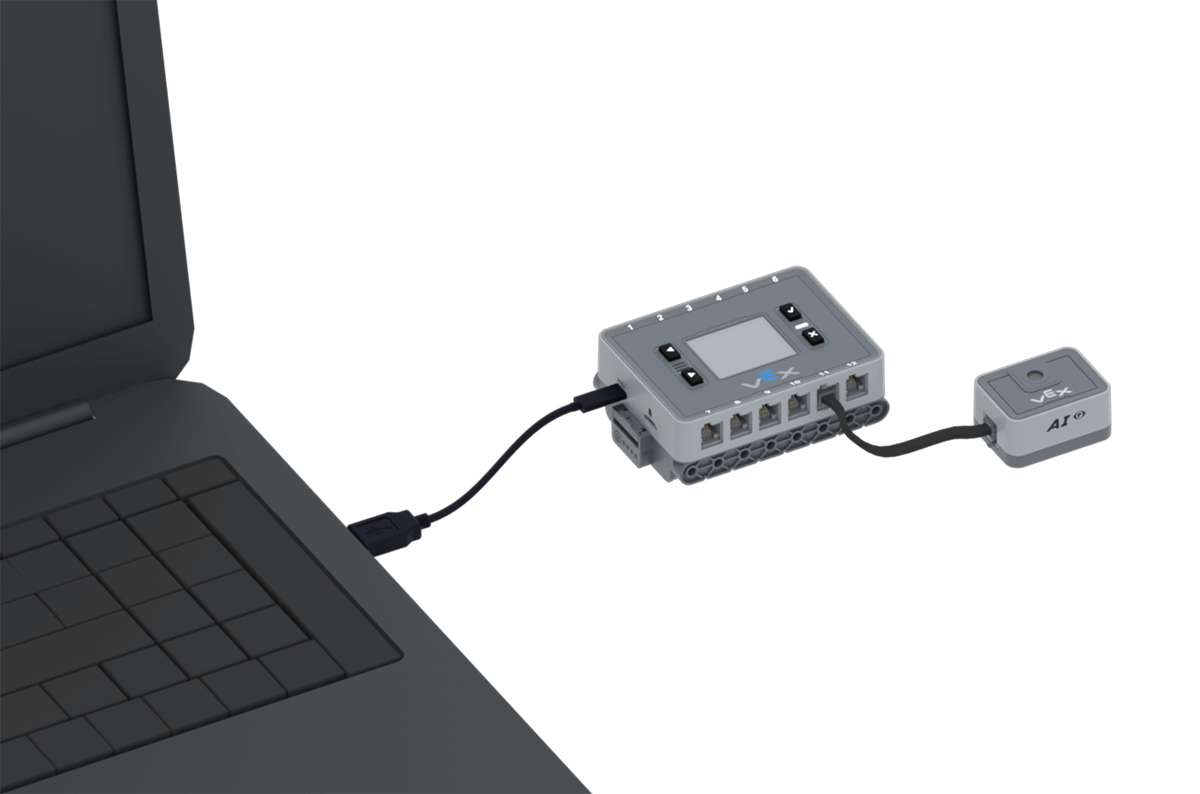 Το VEX IQ 2ης γενιάς εγκέφαλος συνδέει αισθητήρα όρασης AI με υπολογιστή