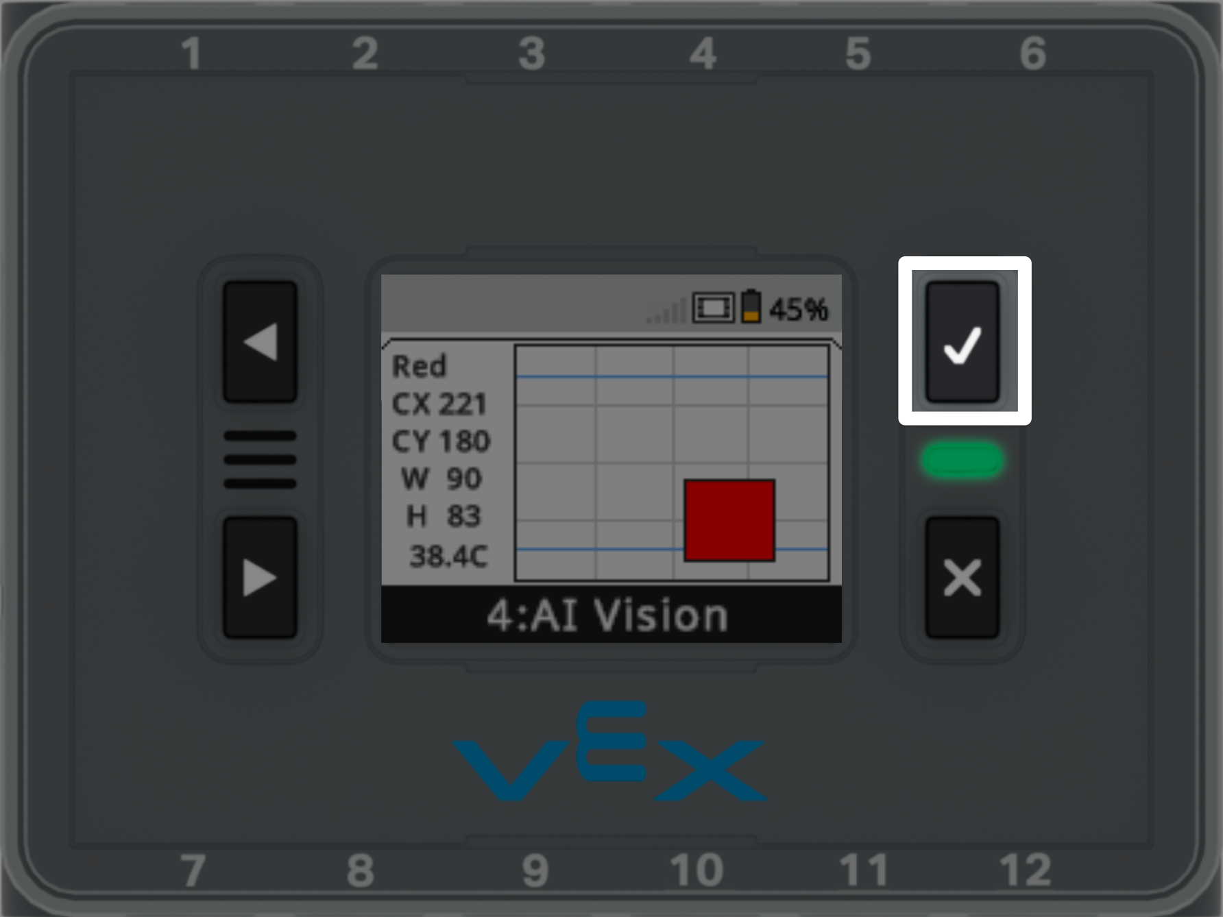 Εγκέφαλος VEX IQ με επισημασμένο το τικ