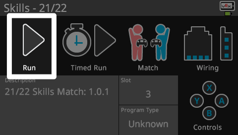 Im Programmmenü des Programms Field Control App wird der Bildschirm „Brain Screen“ angezeigt. Die Schaltfläche „Ausführen“ in der oberen linken Ecke ist hervorgehoben.