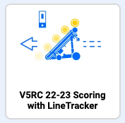 Icono del proyecto de ejemplo V5RC 22-23 con marcador de línea de VEXcode.