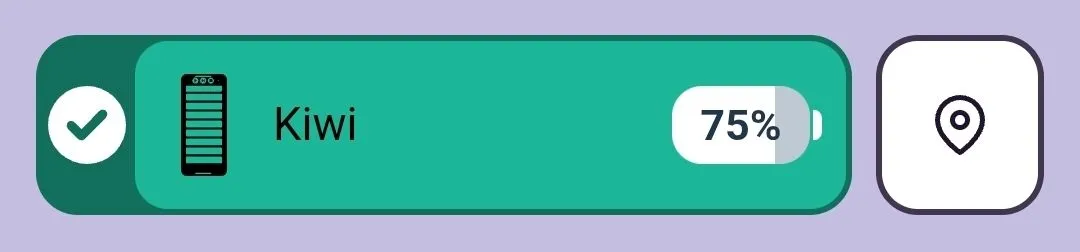 VEX Coder renamed Kiwi in the VEX Devices list, shown in green with a check mark and a battery level of 75%.