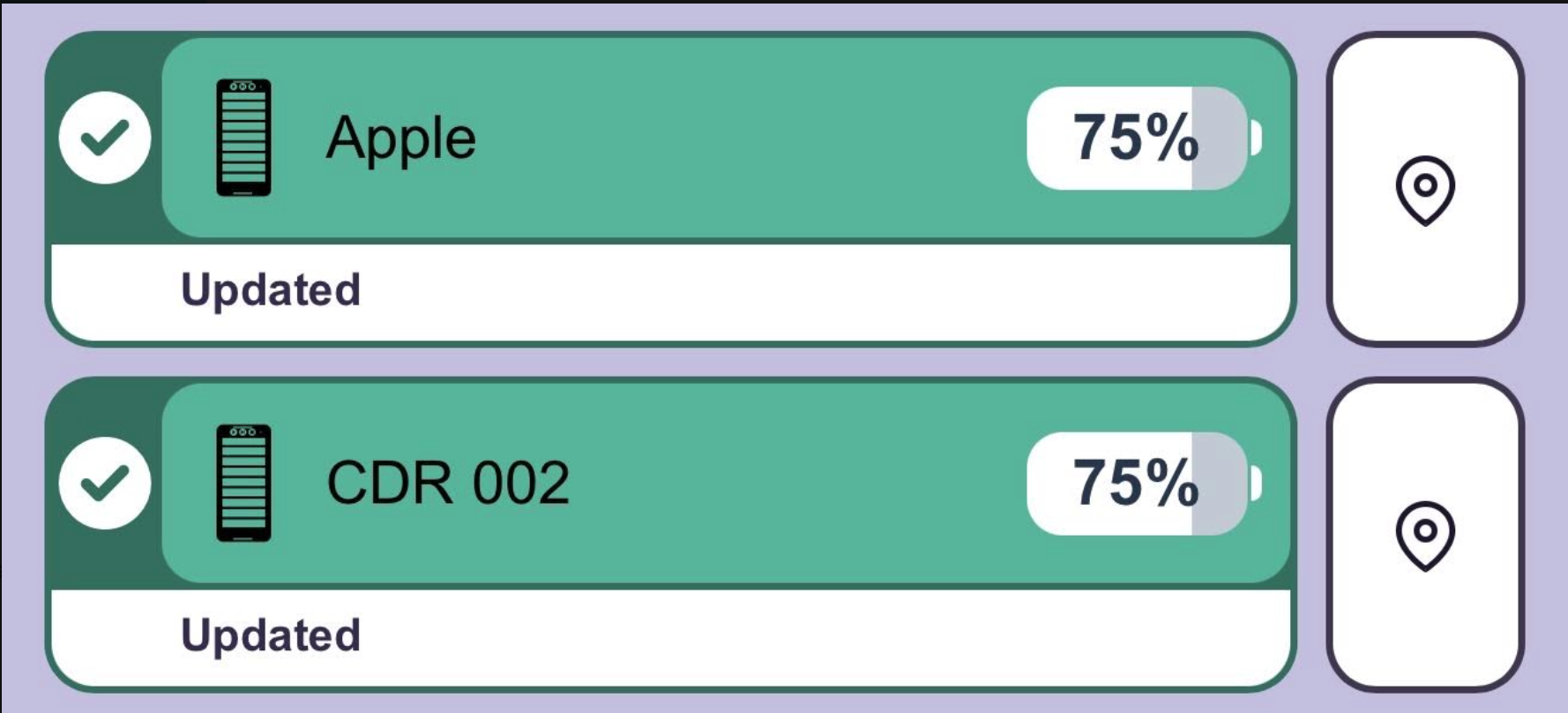 Screenshot of two updated Coders in the Classroom App. Both are green.