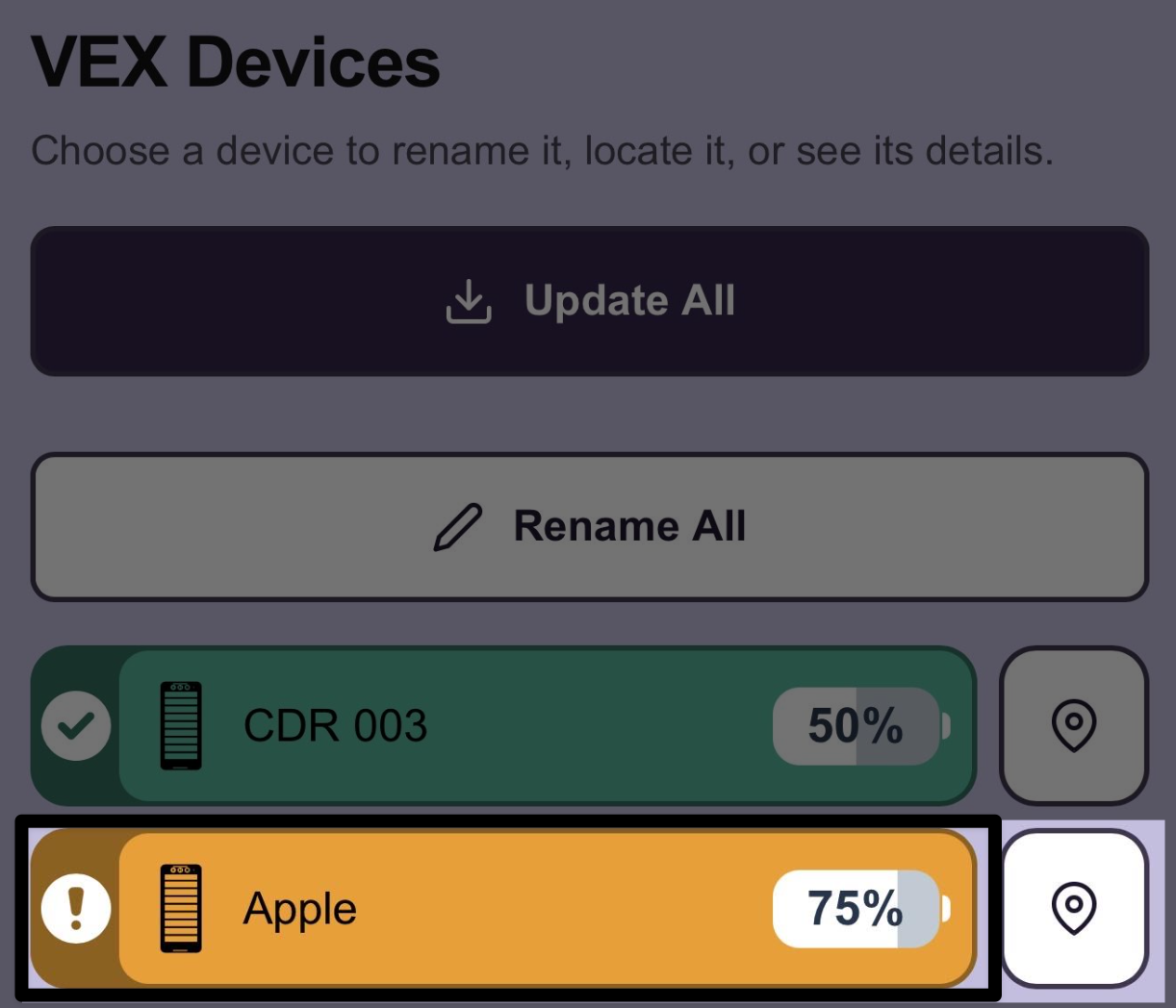 2 Coders in the Devices list. The top one is green, and the bottom one orange.