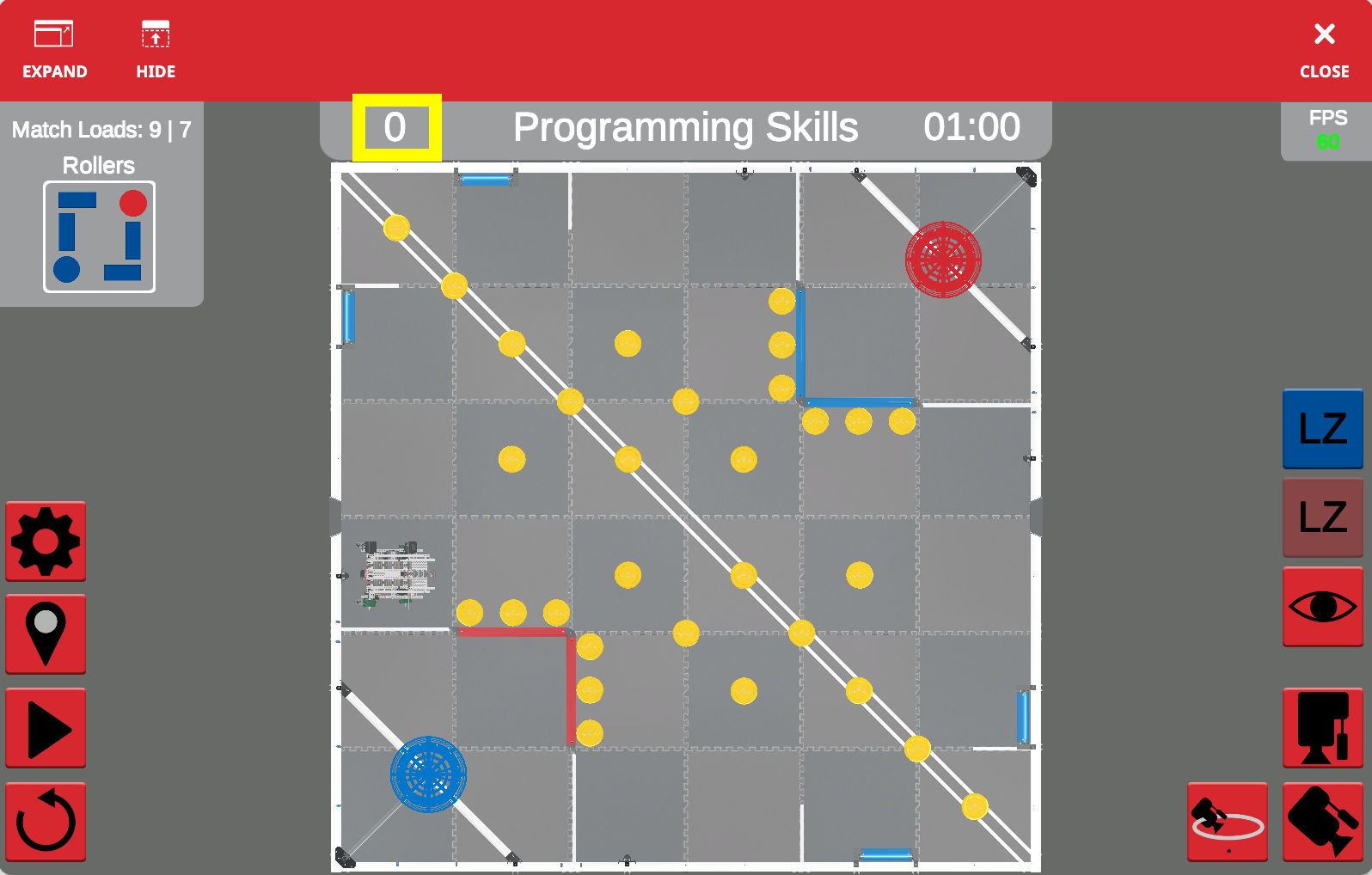 Screenshot of VEXcode VR interface showcasing the block-based coding environment for programming a virtual robot, designed to facilitate learning in STEM education, particularly for the VRC Spin Up (2022-2023) competition.