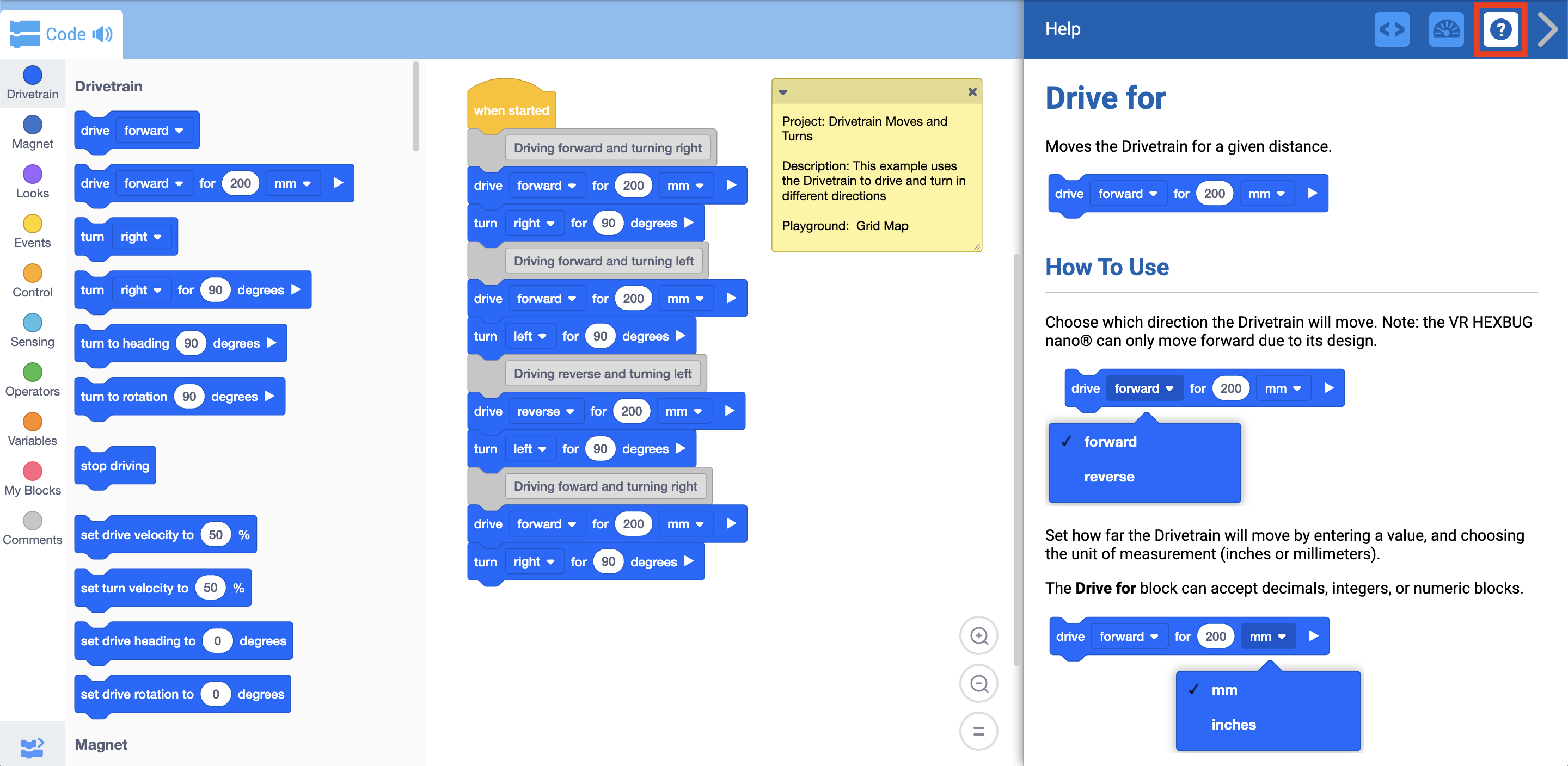 Get Started Coding – VEX Library